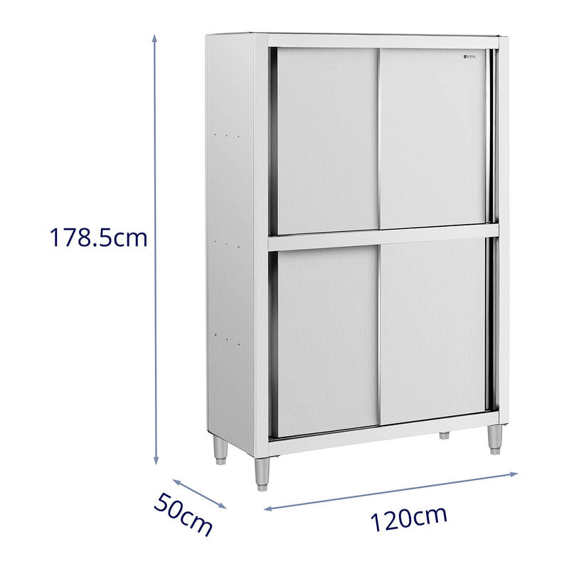 Keukenkast – Opbergkast – Buffetkast – Werkplaatskast – Staalkast – Roestvrij Staal – 120 kg Draagvermogen – 120x50x180 cm