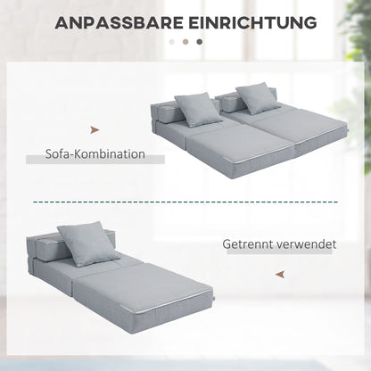 Slaapstoel – Slaapbank – Zetelbed – Logeerbed – Slaapfauteuil – 2-in-1 Opvouwbaar Design – Comfortabel Zacht Kussen – Lichtgrijs – Draagvermogen Tot 100 kg