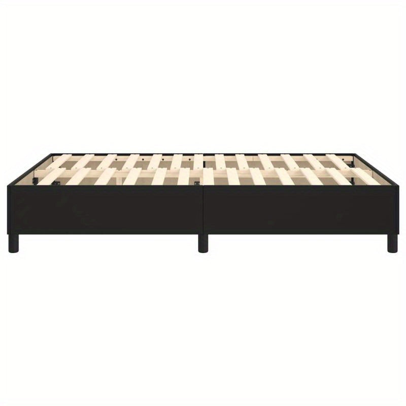 Bedframe 140x190 – Tweepersoonsbed – Eenpersoonsbed – Slaapbank – Boxspring – Zwart Kunstleer – Hardhouten Frame – Eenvoudige Montage – Minimalistisch Hoofdbord