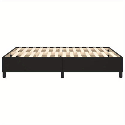 Bedframe 140x190 – Tweepersoonsbed – Eenpersoonsbed – Slaapbank – Boxspring – Zwart Kunstleer – Hardhouten Frame – Eenvoudige Montage – Minimalistisch Hoofdbord
