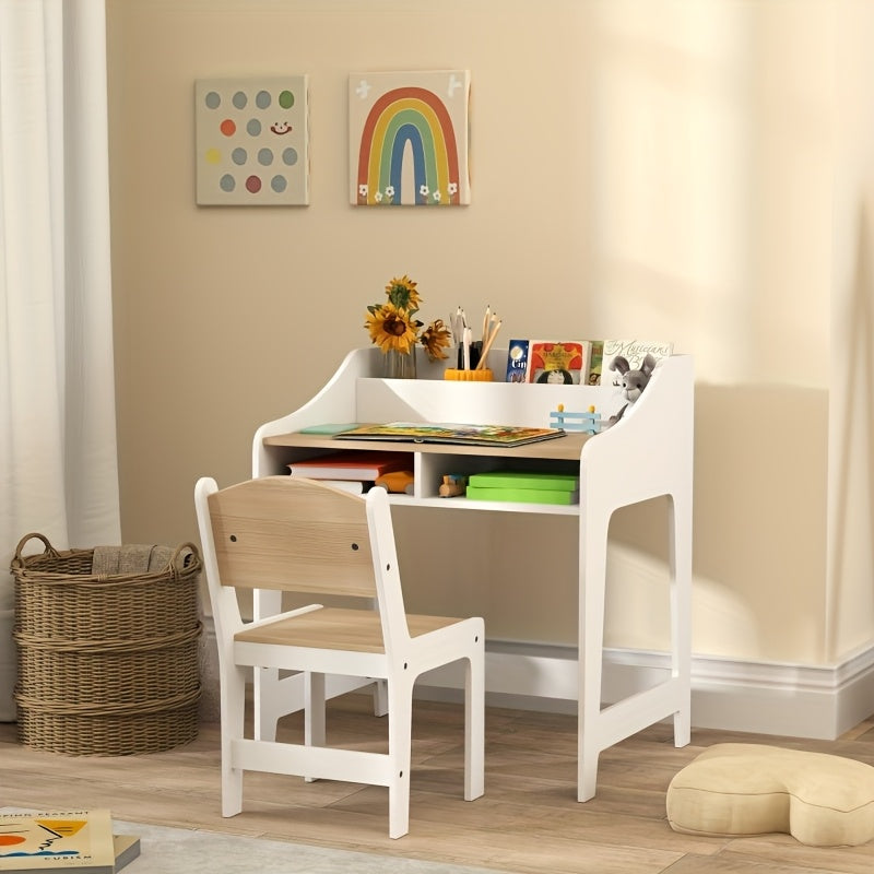 Bureau Set – Bureautafel – Werkplek – Bureaustoel – Bureau Meubel – Modern Wit – Duurzaam Niet-Hout – Compact Ruimtebesparend