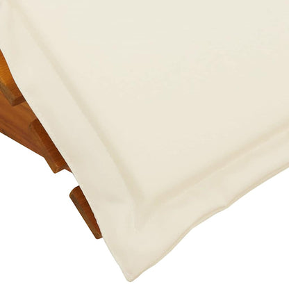 Loungestoel Teak – Tuinstoel – Balkonstoel – Relaxstoel – Lounger – Massief Teakhout – Weerbestendige Kussens Crème