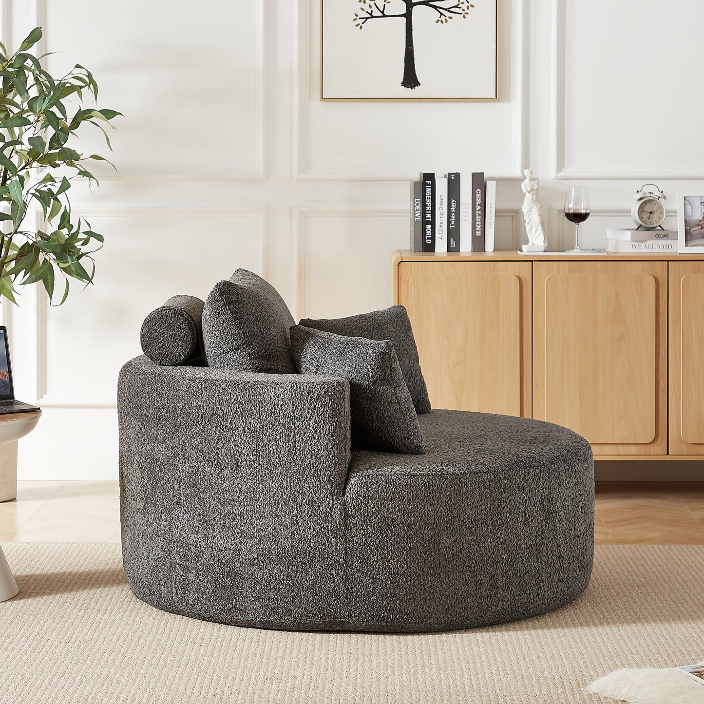 Slaapbank – Bedbank – Sofa Bed – Bedbank Klapbed – Slaapfauteuil – Modern Grijs – Duurzaam Bamboe Frame – Comfortabele Pluche Kussens