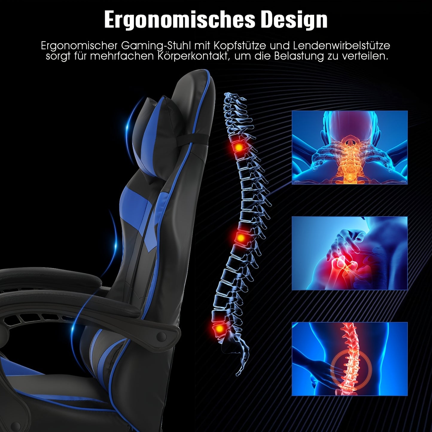 Gamingstoel – Gamestoel – Gaming Chair – Bureaustoel – Game Stoel – Ergonomisch – Verstelbare Hoogte & Voetsteun – 360° Draaibaar Met Rug- en Nekondersteuning – Zwart/ Rood