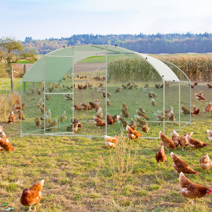 Kippenhok – Kippenren – Pluimveehok – Dierenhok – Buitenren – Gegalvaniseerd Stalen Frame – PE Zonnescherm Dak – PVC Gecoat Gaas – 3x2m Tot 3x8m