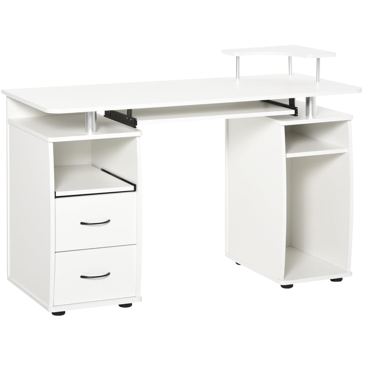 Computertafel – Computerbureau – Bureautafel – Werktafel – Bureau – Wit hout – Ergonomisch ontwerp – Ruime opbergruimte – 120x55x85 cm