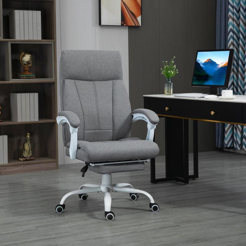 Bureaustoel – Ergonomische Stoel – Office Chair – Gamingstoel – Kantoorstoel – Verstelbare Hoogte – Memory Foam Kussen – Metalen Frame – Opklapbare Armleuningen – Lendensteun – Hoofdsteun – Grijs – Geschikt Voor Langdurig Zitten