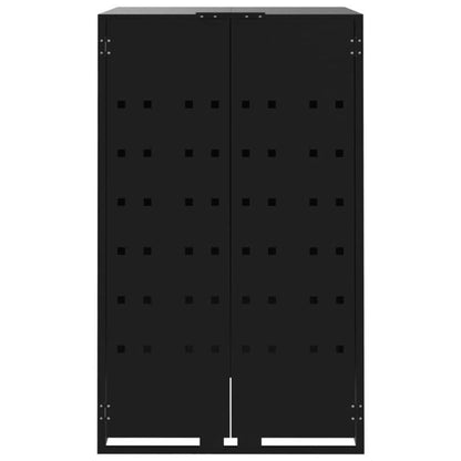 Prullenbak – Afvalbak – Pedaalemmer – Afvalemmer – Vuilnisbak – Stalen Deksel – Dubbel Met Wielen – 138x79x117 cm – Duurzaam Zwart