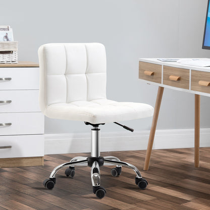 Bureaustoel – Bureaustoel Draaibaar – Bureaustoel Kunstleer – Draaistoel – Kantoorstoel Wit – Kunstleren Bekleding – Robuust Stalen Frame