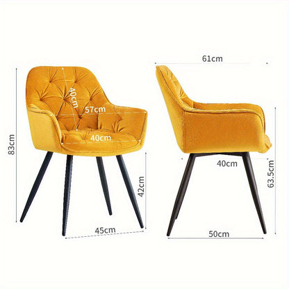 JYMTOM Velvet Dining Chairs with Padded Seat and Backrest Sturdy Metal Legs and Armrests Comfortable Accent Chair for Dining Room Living Room or Lounge, Home Decor Furniture, Lounge Seating, Velvet Upholstery, Elegant Design,