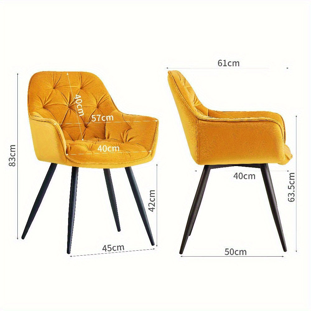 JYMTOM Velvet Dining Chairs with Padded Seat and Backrest Sturdy Metal Legs and Armrests Comfortable Accent Chair for Dining Room Living Room or Lounge, Home Decor Furniture, Lounge Seating, Velvet Upholstery, Elegant Design,