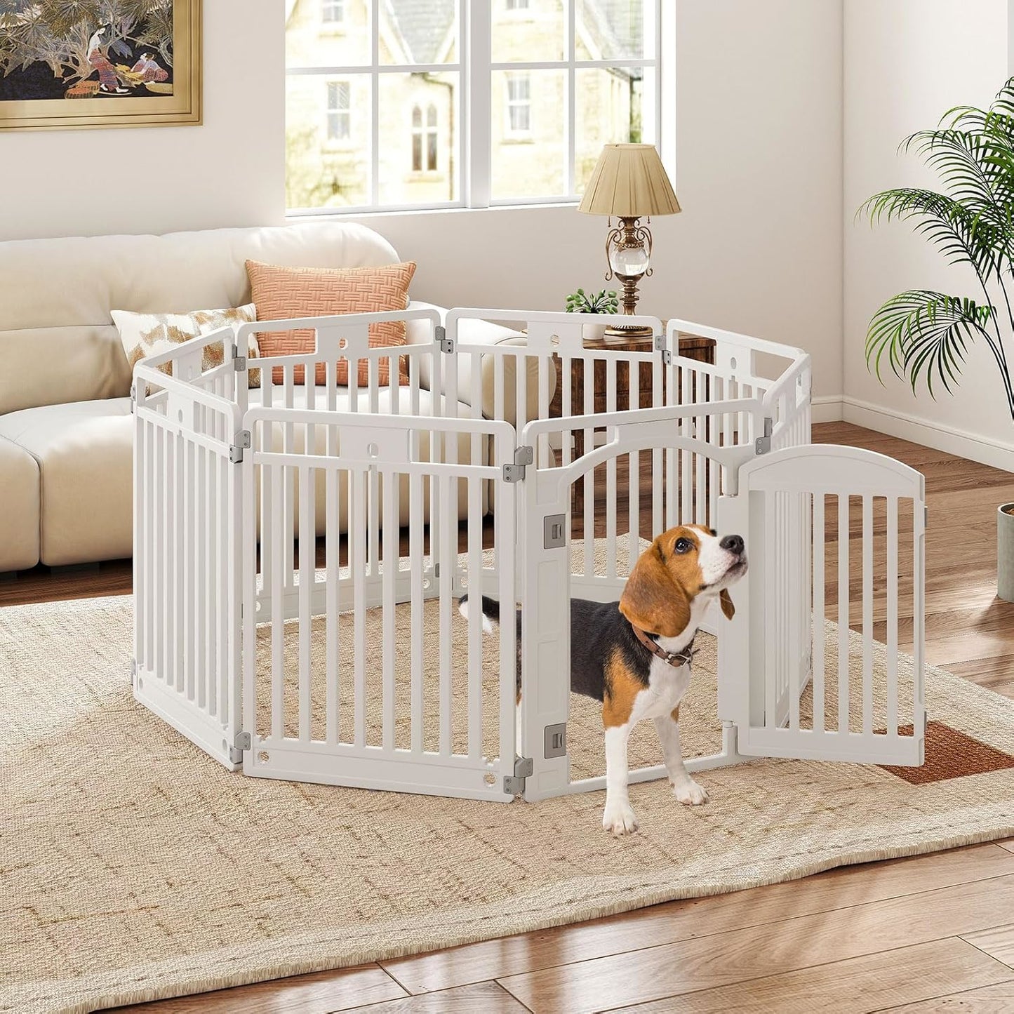 Hondenren – Puppyren – Hondenkennel – Hondenbench – Dierenren – 8 Panelen – Opvouwbaar & Lichtgewicht – Veilig Met Deur En Slot