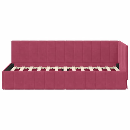 Bedframe – Bed – Eenpersoonsbed – Slaapbank – Kinderbed – Blauw Velvet Hoofdbord – Stevig Plaatmateriaal – Lattenbodem 80x200 cm