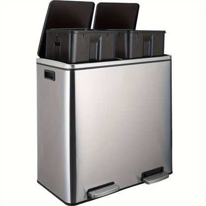 Afvalbak Keuken – Vuilnisbak – Prullenbak – Afvalemmer – Sorteerbak – RVS 60 Liter – Soft-Close Deksel