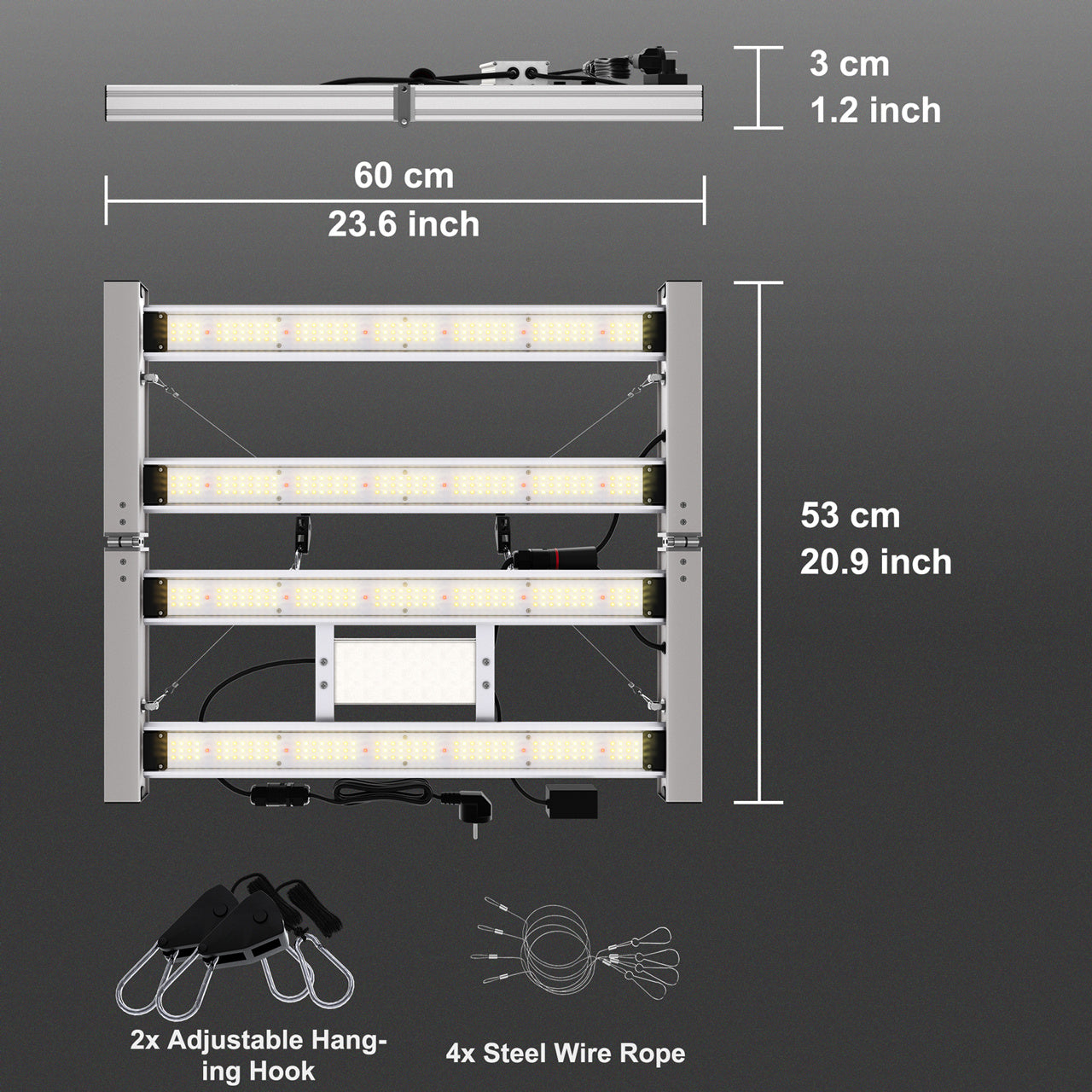 200W LED Plant Lamp – Vouwbare Plantenspot – Groeilamp Binnen – Volledig Spectrum Kweeklamp – Dimbaar 0-100% – Aluminium Behuizing – 16000 Lumen Lichtopbrengst