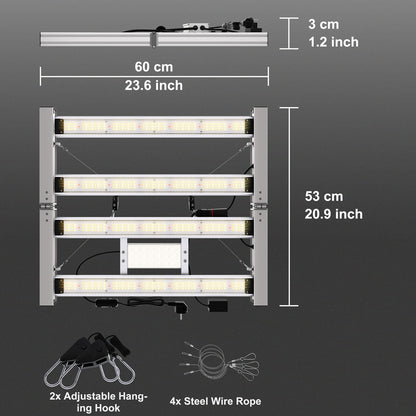 200W LED Plant Lamp – Vouwbare Plantenspot – Groeilamp Binnen – Volledig Spectrum Kweeklamp – Dimbaar 0-100% – Aluminium Behuizing – 16000 Lumen Lichtopbrengst