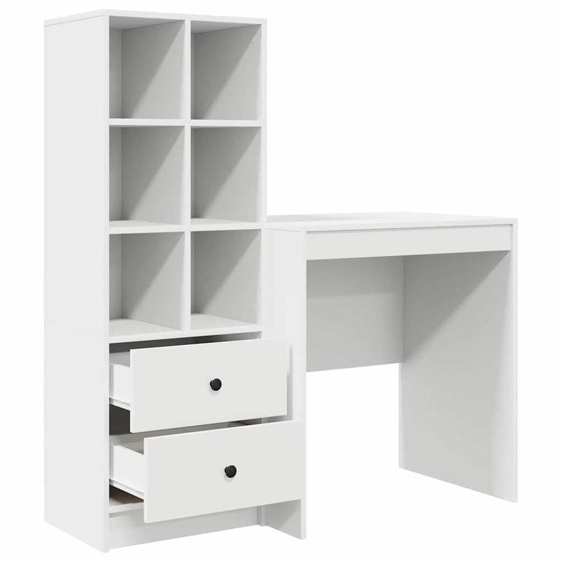 Desk with storage space with shelf 2pcs white 70 x 50 x 76cm Sleek exterior, ample storage space, sturdy and smooth, featuring a minimalist yet functional design., Study Table, Contemporary Desk, Modern Furniture, Robust Buil