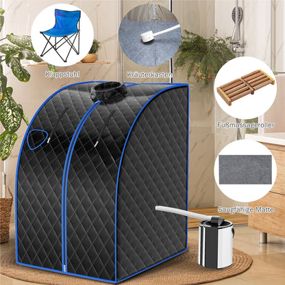 Mini Stoomsauna – Stoamcabine – Draagbare Sauna – Persoonlijke Sauna – Stoombad – 3L Waterreservoir – Afstandsbediening Met Timer & Temperatuurregeling – Zwart
