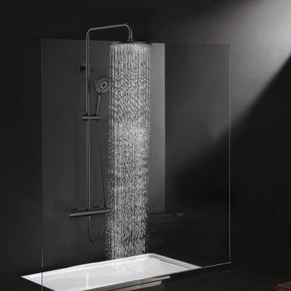 Douchekolom – Douchepaneel – Douchewand – Regendouche – Thermostaatkraan – Verstelbare Hoogte 92-126 cm – 25 cm Ronde Regendouche