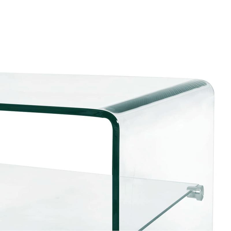 Salontafel – Koffietafel – Bijzettafel – Tafeltje – Woonkamertafel – Transparant Glasblad – Hardhouten Poten – 50x45x33 cm – Minimalistisch Design