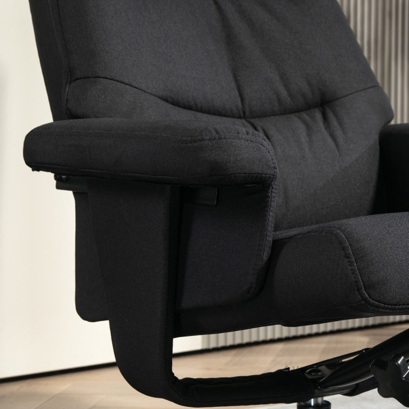 Relaxfauteuil – Draaifauteuil – Schommelstoel – Lounge Stoel – Voetenbank – Zwart Fluweel – Zwaar Metaal Frame – Eenvoudig Schoonmaken