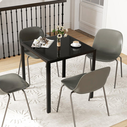 Square Dining Table for Four, Featuring a Tempered Glass Surface, Suitable for Kitchen And Dining Areas, Measuring 75 X 75 X 75 Cm, in Black.