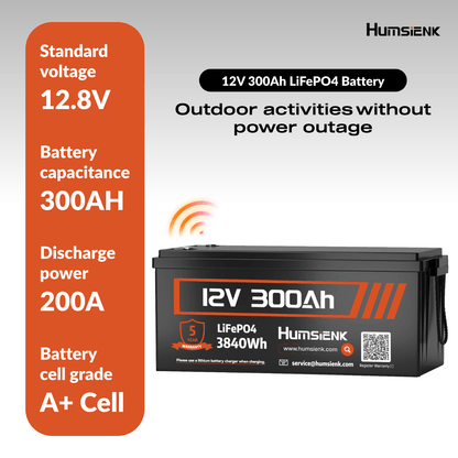 LiFePO4 Accu – Lithium Accu – Camper Accu – Zonnepanelen Accu – 12V 300Ah – Draadloze Controle – Geavanceerde Beveiliging