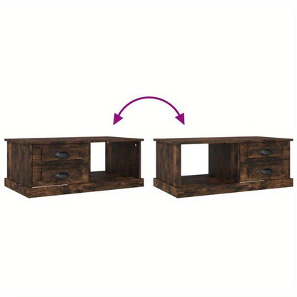 Coffee Table 90X50X35 Cm Edited Wood Gerookt Oak-Colored Practical, Removable, Suitable for All Seasons