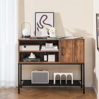 Dressoir – Sideboard – Opbergkast – Buffetkast – Ladekast – Met Wijnrek – Met Metalen Plank – 100x35x83 cm – MDF Houtlook