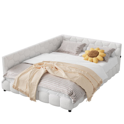 Woolen Sofa Bed – Dagbed – Slaapbank – Bedbank – Logeerbed – 140x200 cm – Wolstof Met Lattenbodem – Wit
