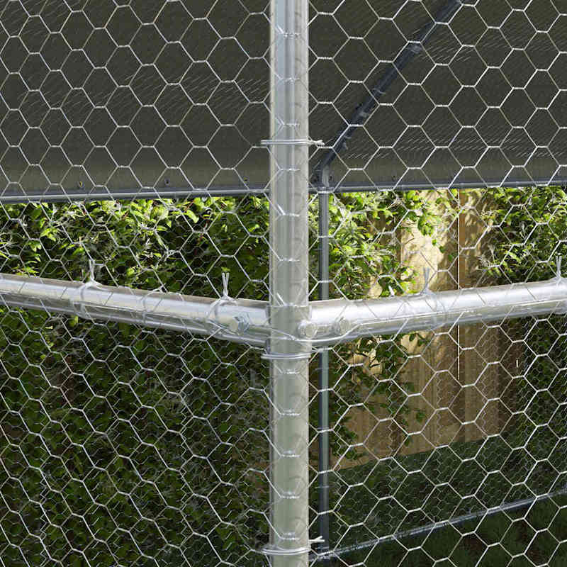 Kippenren – Kippenhok – Buitenren – Dierenren – Vogelkooi – Gegalvaniseerd Staal – Extra Groot 800x200x198,5 cm – Duurzaam En Weerbestendig