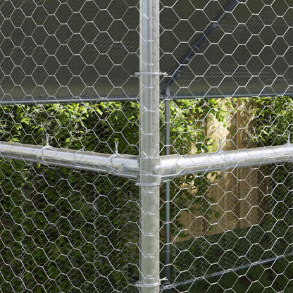 Kippenren – Kippenhok – Buitenren – Dierenren – Vogelkooi – Gegalvaniseerd Staal – Extra Groot 800x200x198,5 cm – Duurzaam En Weerbestendig