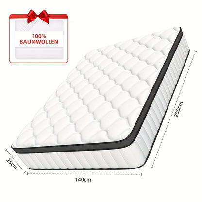 Pocketvering Matras – Matras – Memory Foam Matras – Innerspring Matras – Eenpersoonsmatras – 90x200 cm – 7 Zones Ondersteuning – H2 Medium Stevigheid – 22 cm Hoogte