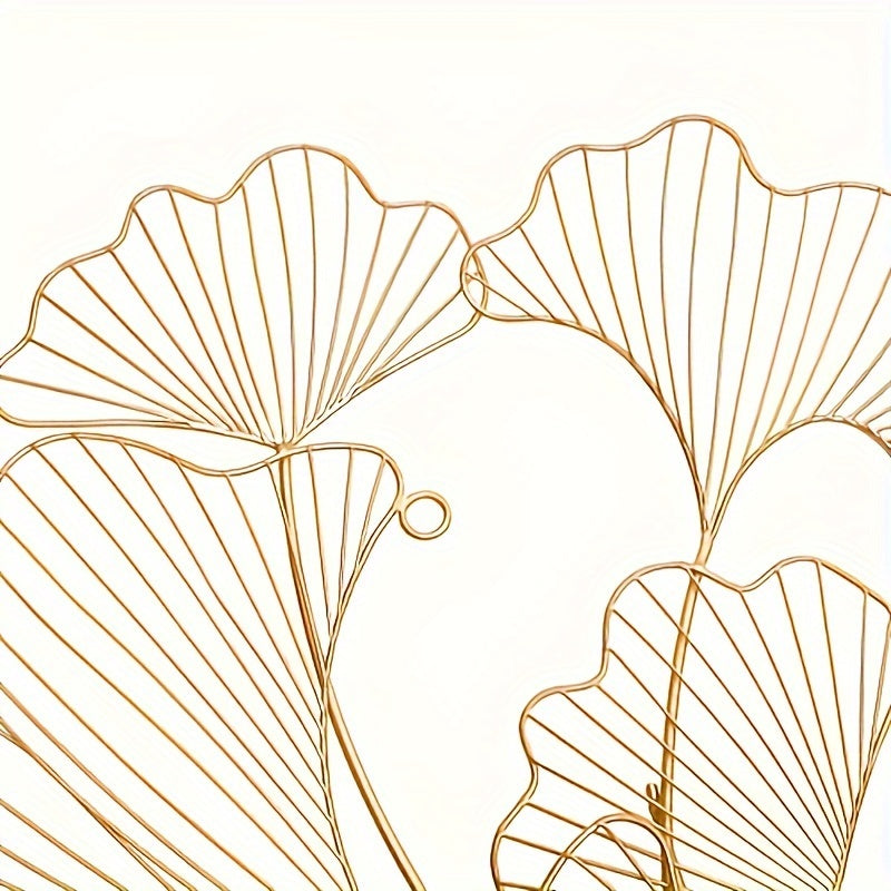 Wanddecoratie Ginkgo Bladeren – Muurkunst – Metalen Wandpaneel – Smeedijzeren Wandsculptuur – Woondecoratie – Handgemaakt – Duurzaam Smeedijzer – 119x57 cm