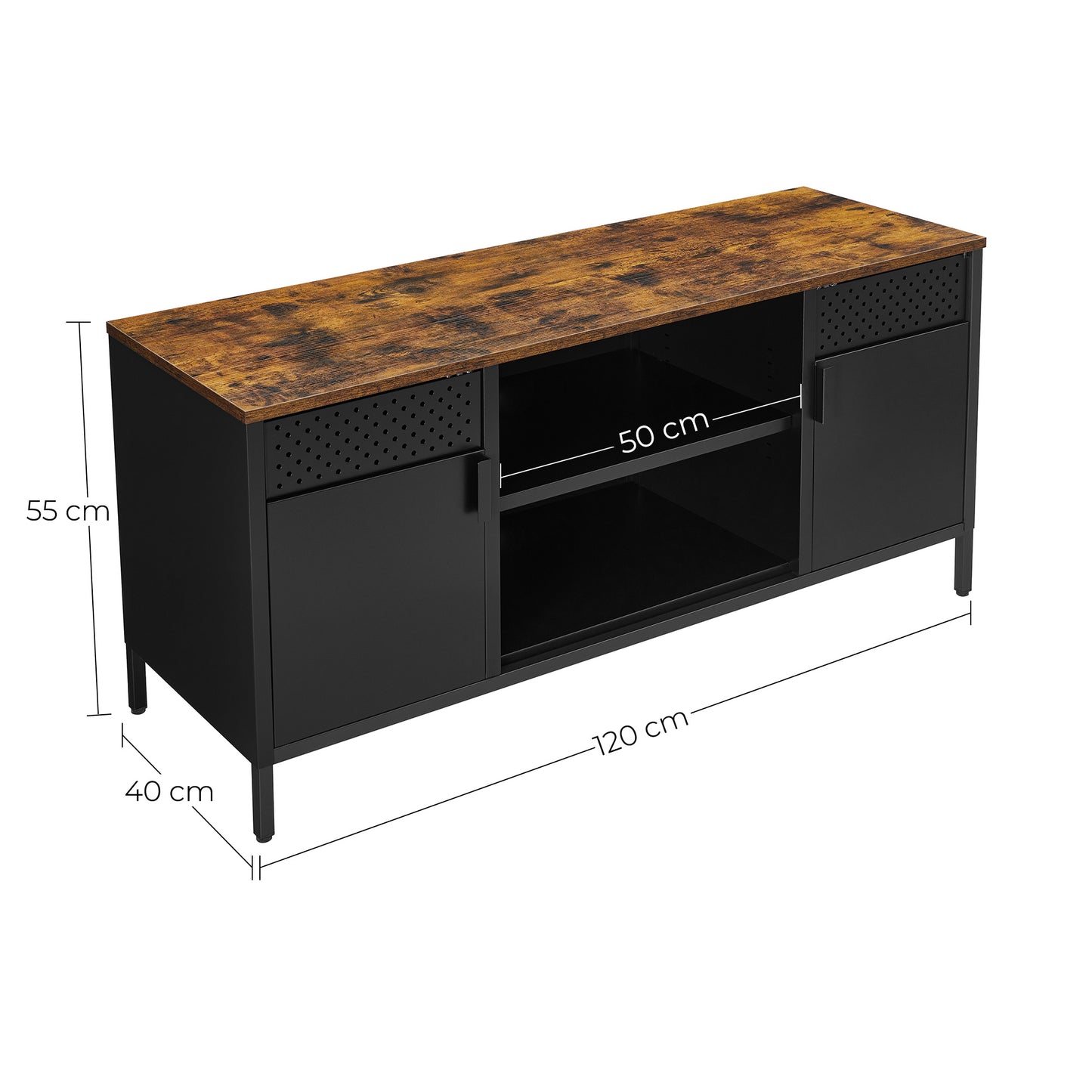 Tv Meubel – Tv Kast – Tv Dressoir – Entertainment Meubel – Media Meubel – Geschikt Voor Tv Tot 55 Inch – MDF Met Staalframe&comma; 3 Verstelbare Schappen