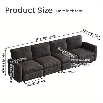 Hoekbank – Bankstel – Loungebank – Modulaire Sofa – U-Vormige Bank – 4-Zits Met Opbergruimte – Verstelbaar Tussen U- En L-Vorm – Stevig Houtvrij Frame
