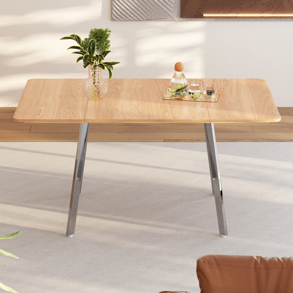 Uitklaptafel – Klaptafel – Uitschuifbare Tafel – Eettafel – Vouwtafel – Natuurlijk Hout – 120-160 cm Uitschuifbaar – Stevig Metaal