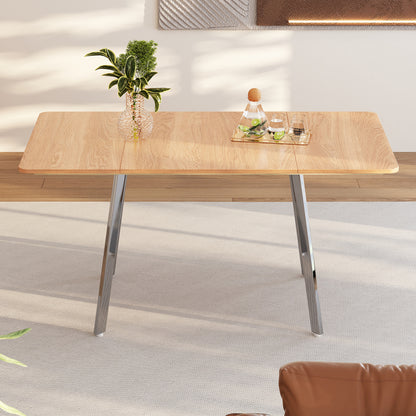 Uitklaptafel – Klaptafel – Uitschuifbare Tafel – Eettafel – Vouwtafel – Natuurlijk Hout – 120-160 cm Uitschuifbaar – Stevig Metaal
