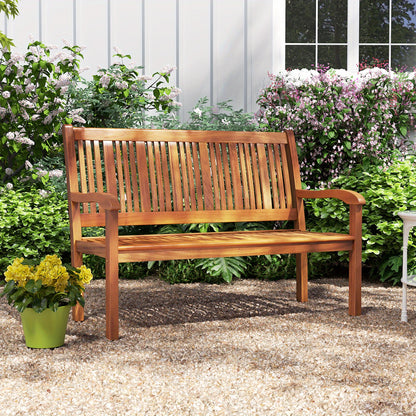 Houten Tuinbank – Buitenbank – Balkonbank – Parkbank – Rustieke Bank – Weerbestendig Acaciahout – Geschikt Voor 2-3 Personen – Max Draagkracht 320 kg