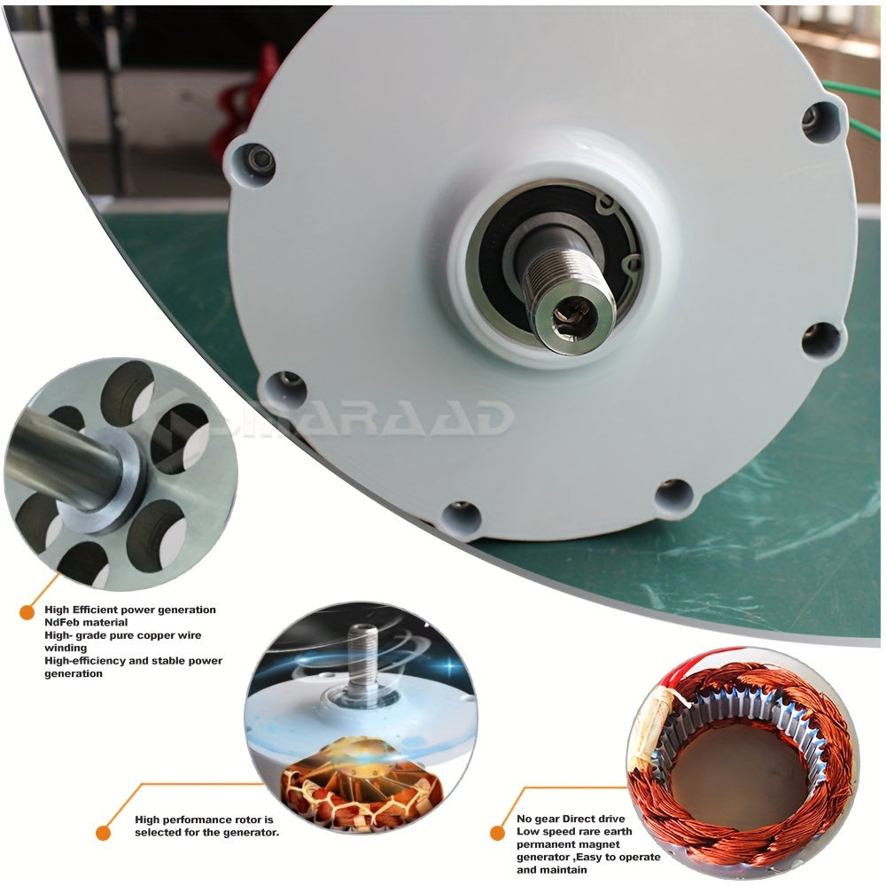 Windturbine – Windmolen – Windgenerator – Aerogenerator – Windenergie – 1000W Vermogen – MPPT Controller – Start Bij Lage Windsnelheid – Stil & Draagbaar