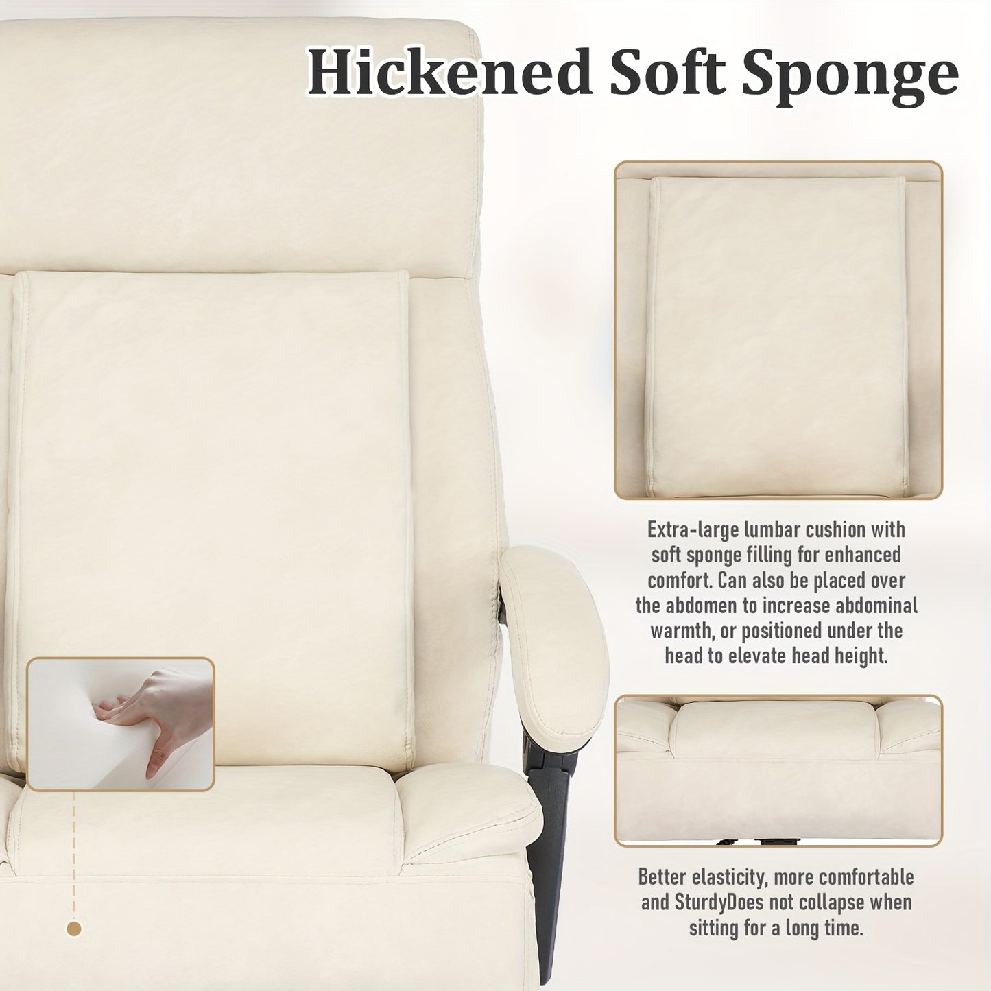 Bureaustoel – Bureaustoel Met Wieltjes – Desk Chair – Werkstoel – Retro Beige – Draagkracht 500 Kg – PU Leer Bekleding