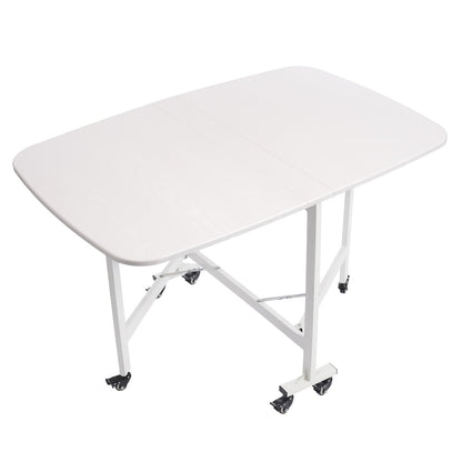 Opvouwbare Tafel – Klaptafel – Opbergtafel – Serveertafel – Verrijdbare Tafel – Wit – 120x80x75 cm – Stevig Stalen Frame