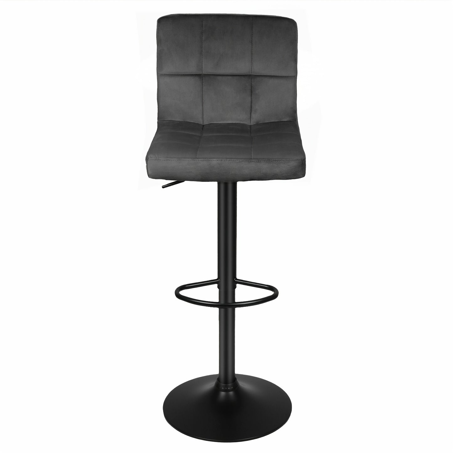 Barkrukken – Barstoelen – Keukenstoelen – Krukken – Barkruk Set – Verstelbare Hoogte – 360° Draaibaar – Fluweel Bekleed – Met Rugleuning – Donkergrijs – Set Van 2