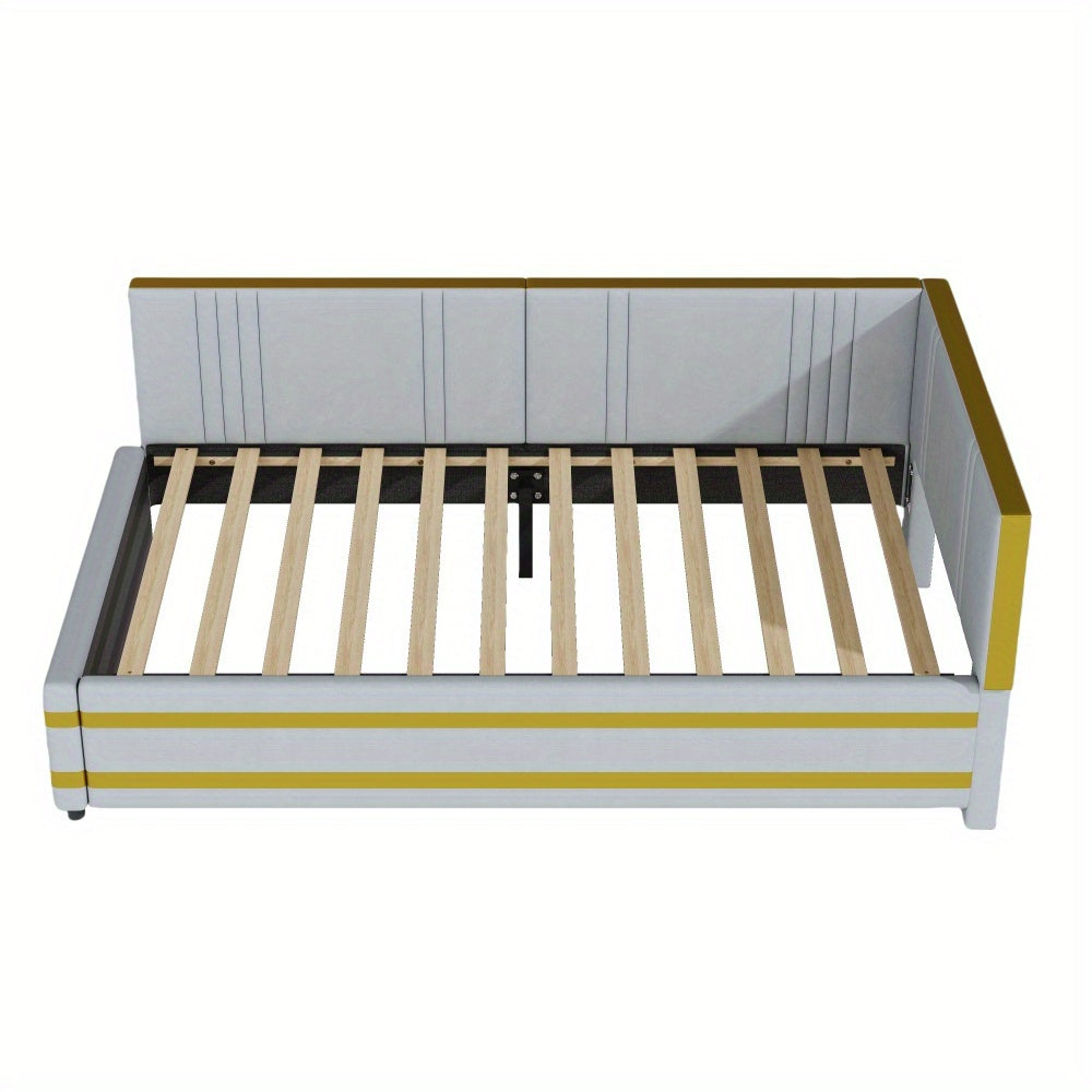 Slaapbank – Bedbank – Logeerbed – Sleeperbank – Zithoek – Gestoffeerd Velours – 90x200 cm – Lattenbodem - Grijs