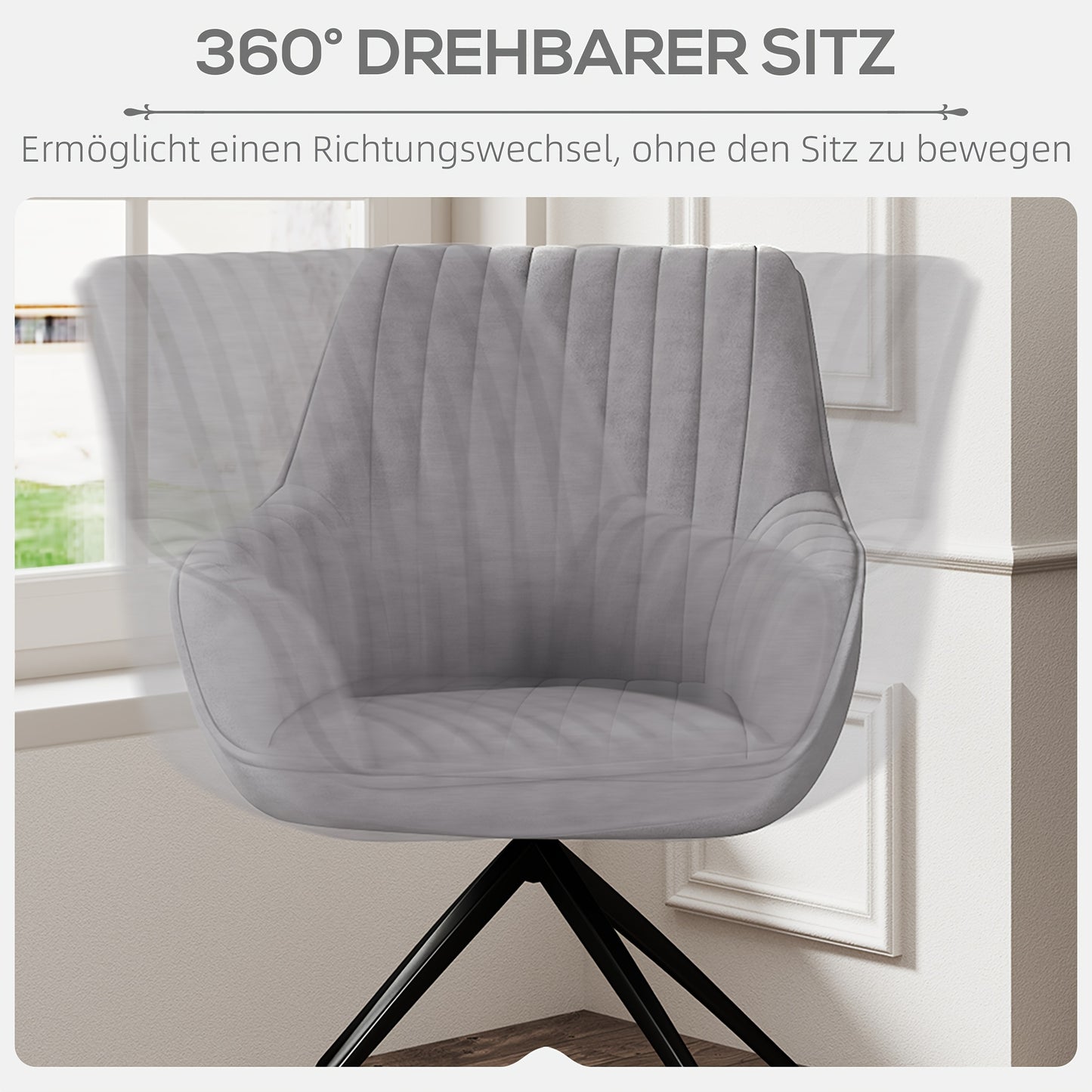 Draaifauteuil – Fauteuil – Lounge Stoel – Draaistoel – Relaxstoel – Velvetlook Stoffering – Met Armleuningen – 360 Graden Draaibaar – Stevig Metalen Onderstel