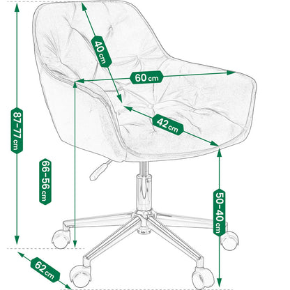 Fauteuil – Bureaustoel – Relaxstoel – Draaistoel – Werkstoel – Verstelbare Zithoogte 40-50 cm – Zachte Velvet Bekleding - Zwart