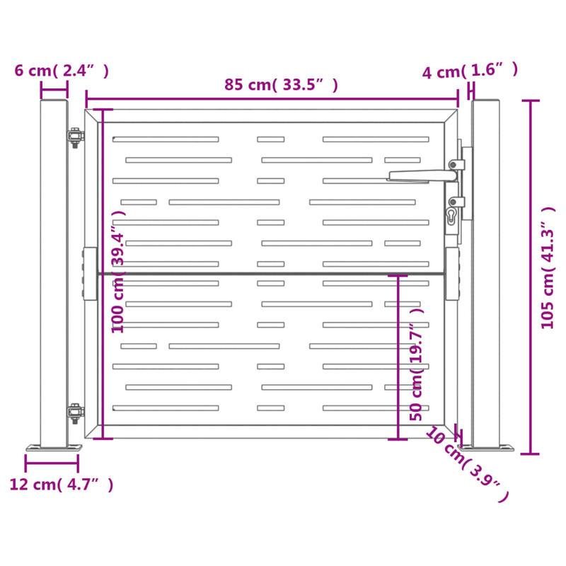 Metalen Tuinpoort – Tuinafscheiding – Tuintor – Brug – Tuinhek – Antraciet – Duurzaam Weerbestendig Metaal – 104x104 cm Modern Verticale Spijlen