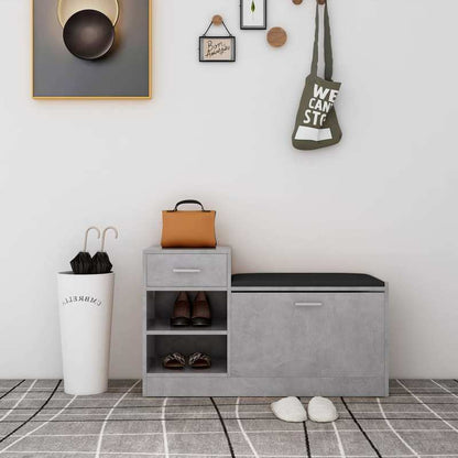Schoenenkast – Schoenenrek – Schoenenopberger – Halmeubel – Schoenenbank – Cementgrijs – 94,5x31x57 cm – Hoogwaardig Multilayer Materiaal