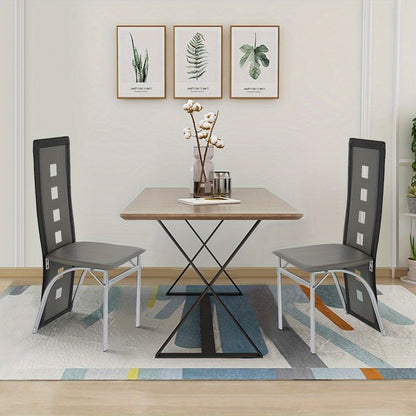 Eetkamerstoelen – Stoelen – Dining Stoelen – Keukenstoelen – Zwarte Grijs – Ergonomisch Design – Gevuld Zitkussen – Hoogwaardige Set 2 Stuks – 42,5 x 42 x 101,5 cm