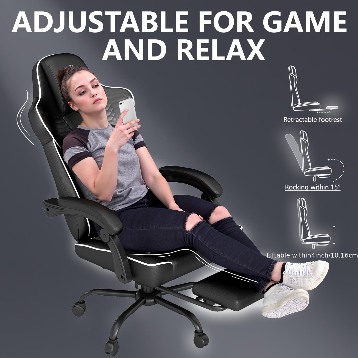 Gaming stoel – Gaming chair – Bureaustoel – Computestoel – Gamerstoel – Wit – Ergonomisch Design – 360 Graden Draaibaar